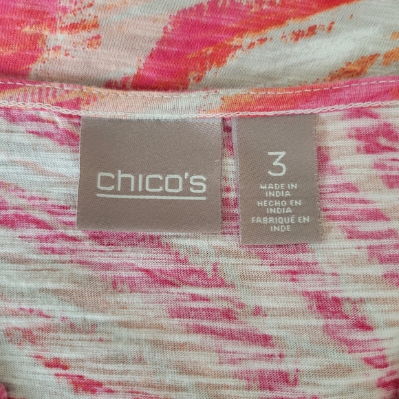 Chico's Vibrant Zebra Split Neck Top Women's 3 16 - Picture 4 of 7